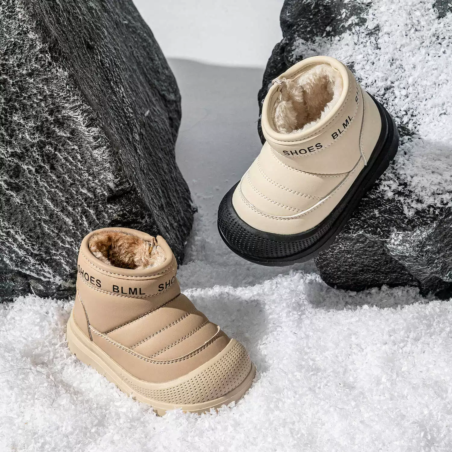 Детские снежные сапоги для мальчиков зимние новые теплые хлопчатобумажные сапоги для девочек большие хлопчатобумажные туфли для детей зимние бархатные утолщенные