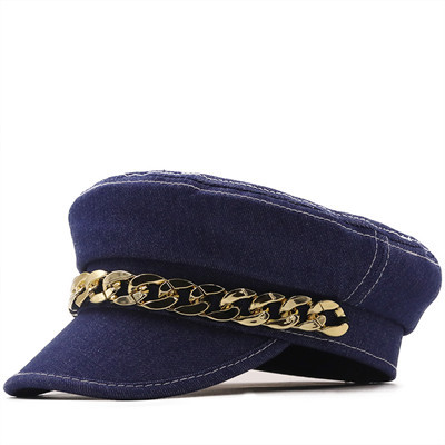 Sunscreen Chain Decor Korean Style Flat Top Navy Hat Wholesale Nihaojewelry display picture 14