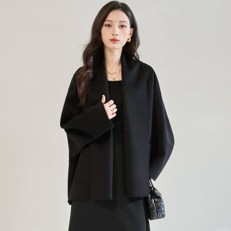 25 Winter Normcore Row Style Sheep Wool Double-Sided Wool Modern Aura Bat Sleeve Loose Outwear Jacket 25605