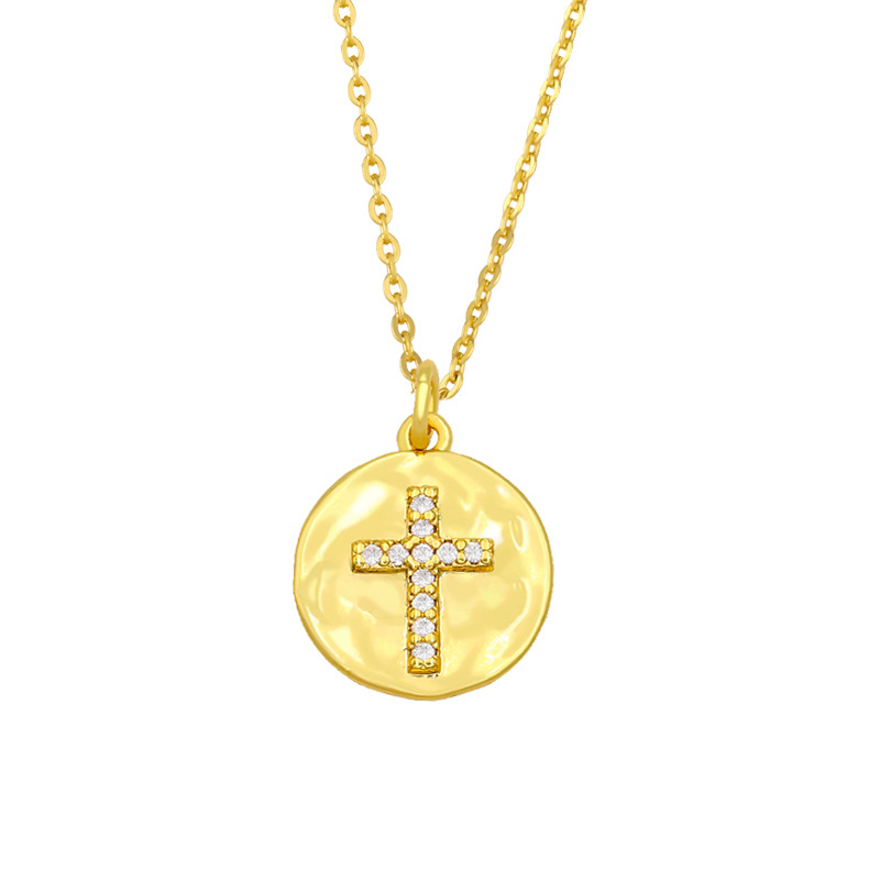 Fashion coin cross diamond pendant necklacepicture4