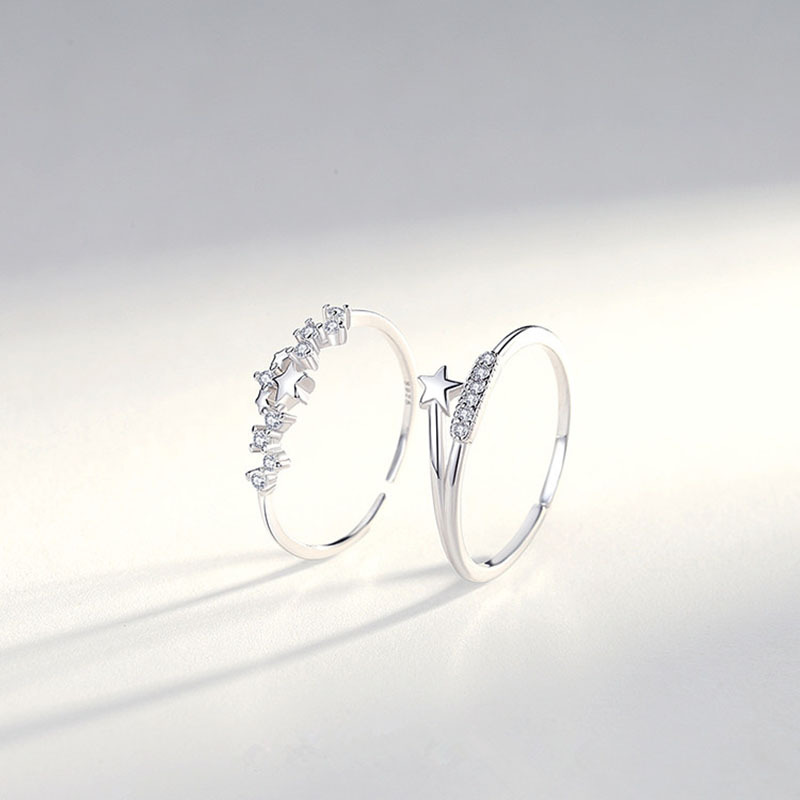 Sunrise Sparkling Diamond Star For Women, Ins-style Niche Light Luxury Meteor Pentagram Index Finger Open Ring Accessory_voghion.com