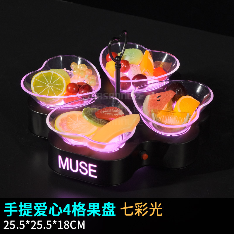 Zuochang nuevo bar luminoso snack placa KTV Mesa dedicada LED snack plato snack placa en forma de corazón plato de fruta estante