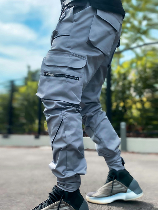 Ropa de hombre para comercio exterior transfronterizo, pantalones casuales de primavera y otoño para hombre, pantalones de trabajo de marca a la moda de estilo coreano, pantalones reflectantes de cintura alta para hombre
