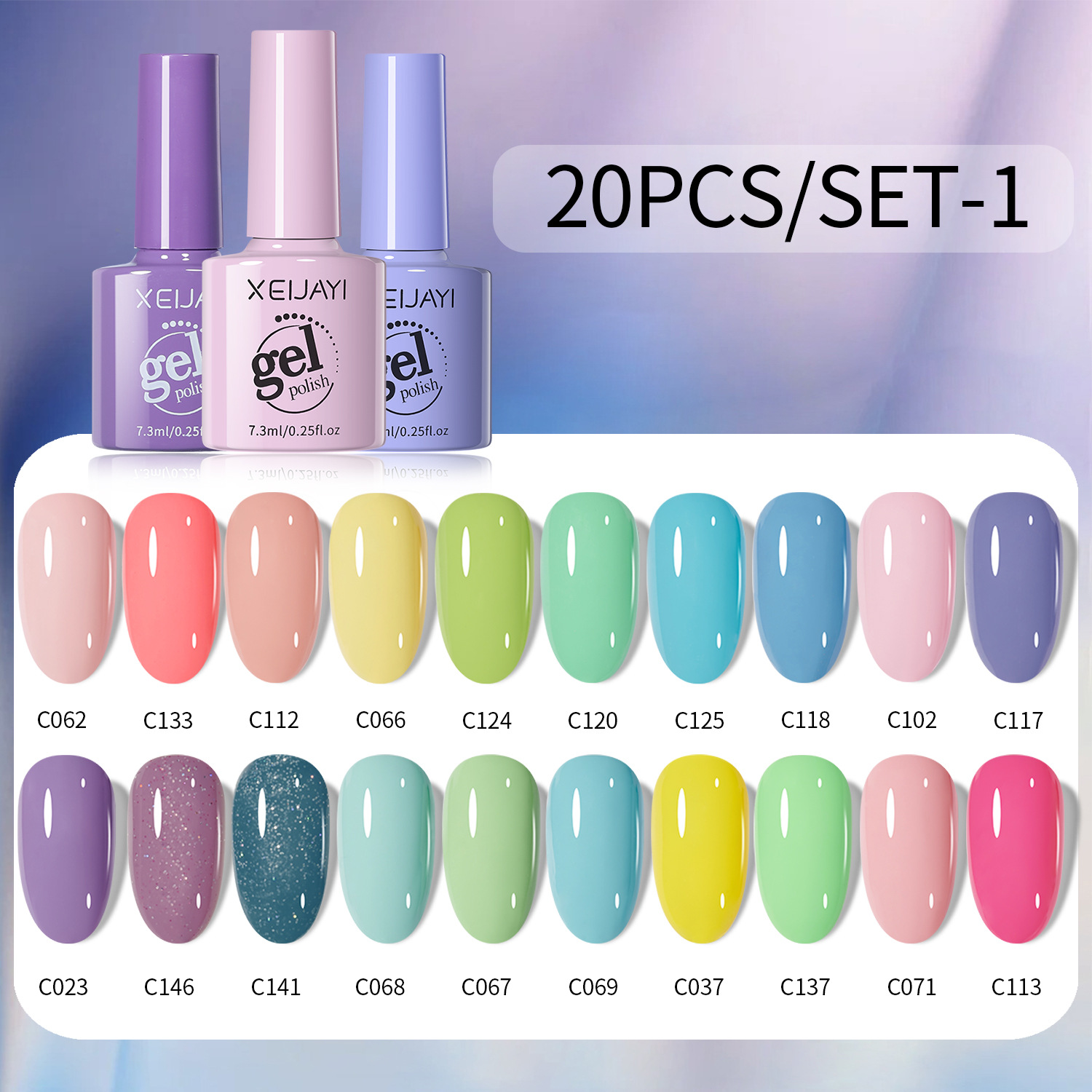 20 colors suit 7.3 Summer popular 20 Colors Nail Polish glue 2024 New phototherapy glue popular white manicure