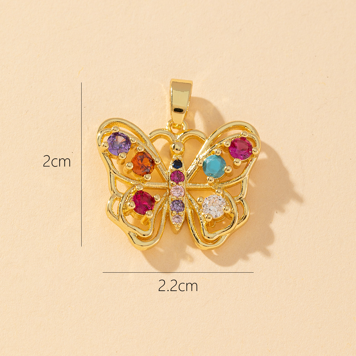 1 Piece Copper Rhinestones Butterfly Pendant display picture 1