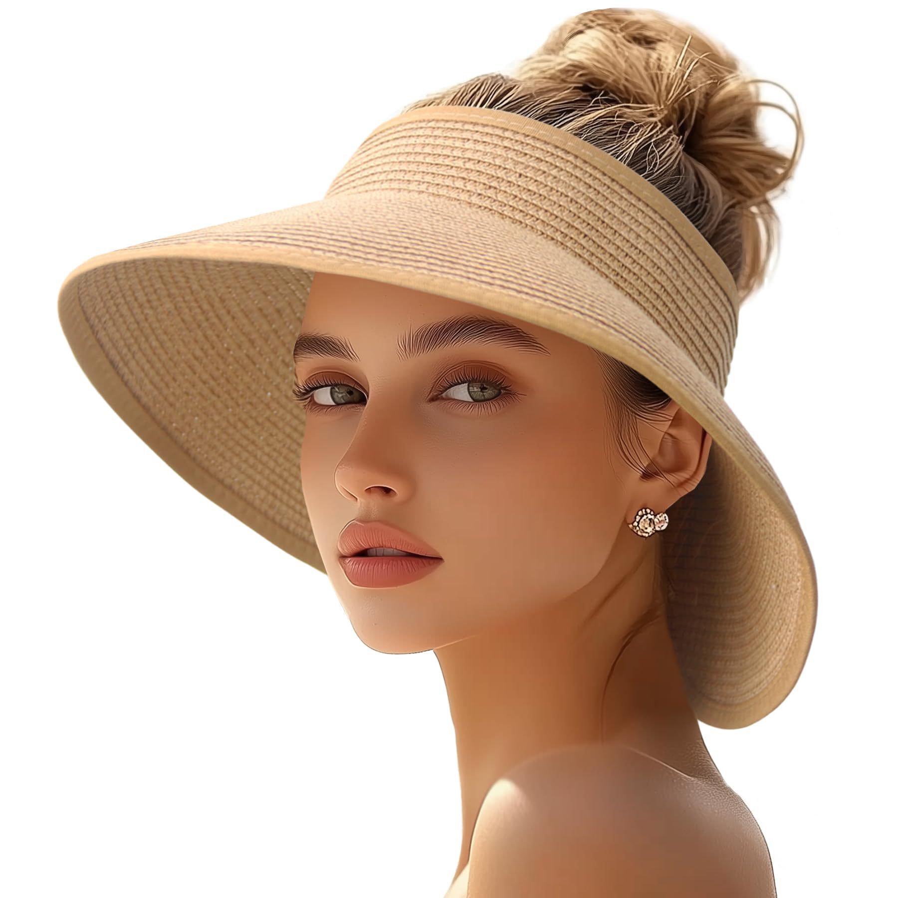 Breiter Strohhut Für Damen Rollbarer Sonnenschutz Aus Leinen_voghion.com