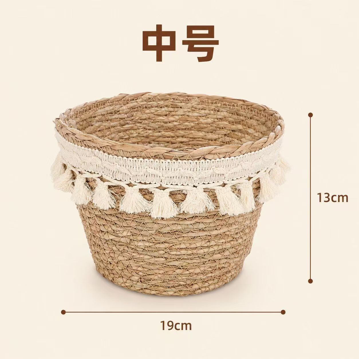 Cesta de flores tejida a mano de fibras naturales y ratán, impermeable, para sala de estar