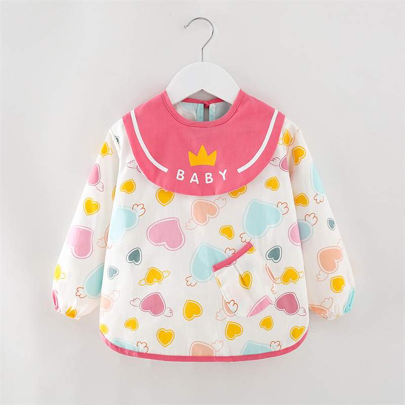 Abrigo de algodón puro para niños impermeable otoño e invierno Bebé de manga larga bebé anti-vestirse comer ropa protectora delantal blusa Nuevo