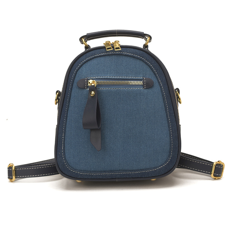Transfronterizos nuevos denim retro color mochila de comercio exterior moda mochila de ocio de mujer mochila de estilo universitario