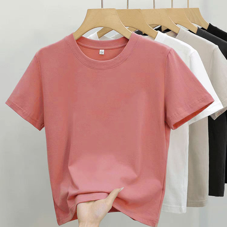 High-End 100% Pure Cotton Short-Sleeve T-Shirt for Women, Loose Fit, Solid Color, Regular Shoulder, Versatile, Simple Base Shirt, Summer Top High-End 100% Pure Cotton Short-Sleeve T-Shirt for Women, Loose Fit, Solid Color, Regular Shoulder, Versatile, Simple Base Shirt, Summer Top