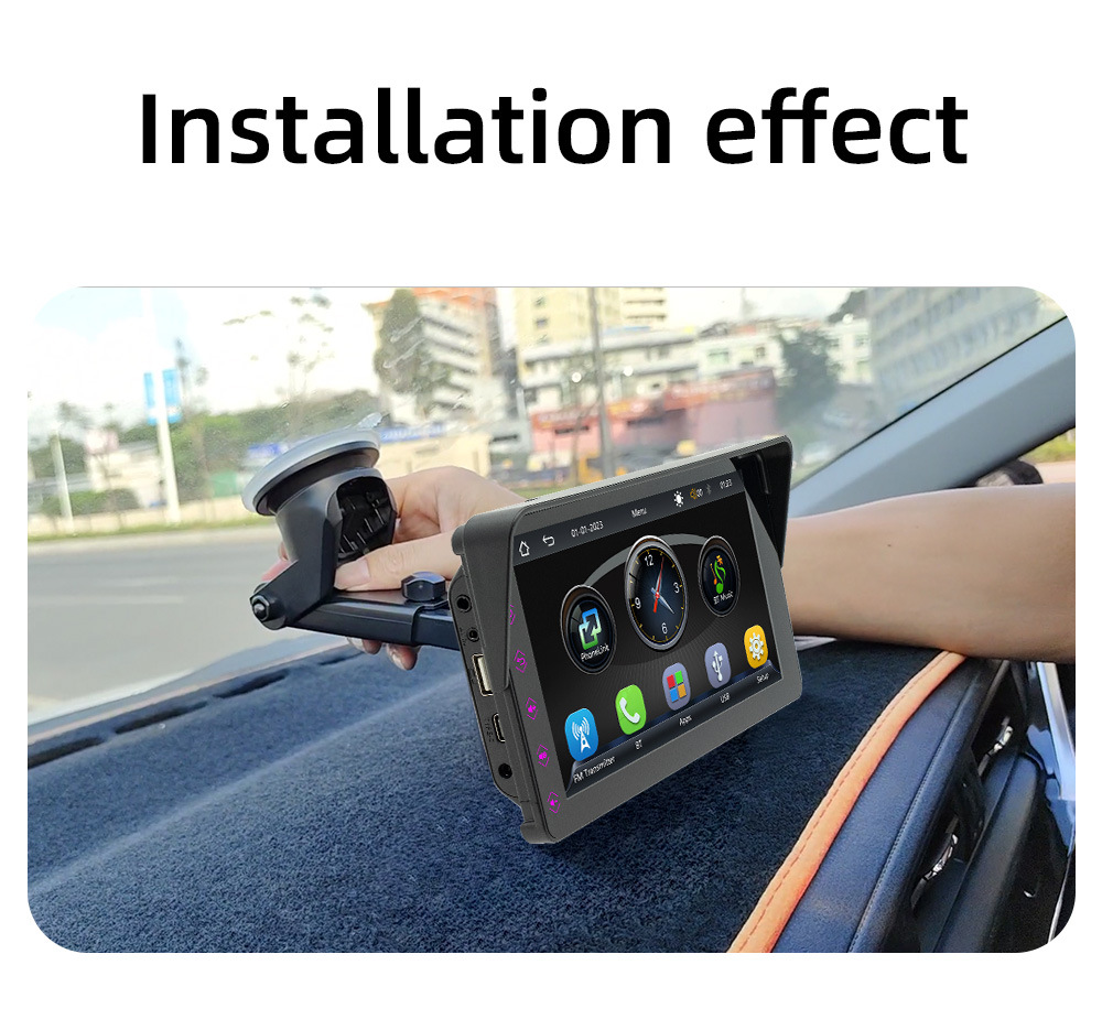 Cross-Border Factory Source 7inch Bluetooth Carplay Navigation Box Car Reversing Rear View Screen Projection Display Touch Screen