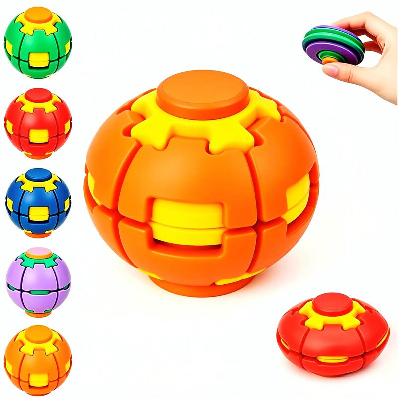 Cross-Border Hot-Selling Stress-Relief Ball with Dual Play Styles: Press and Spin, Fingertip Spinner, Portable Office Boredom-Relief Toy