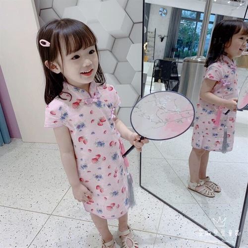Girls' qipao dress  new summer wear little girl summer style Hanfu Tang suit children stylish one-piece dress 5599