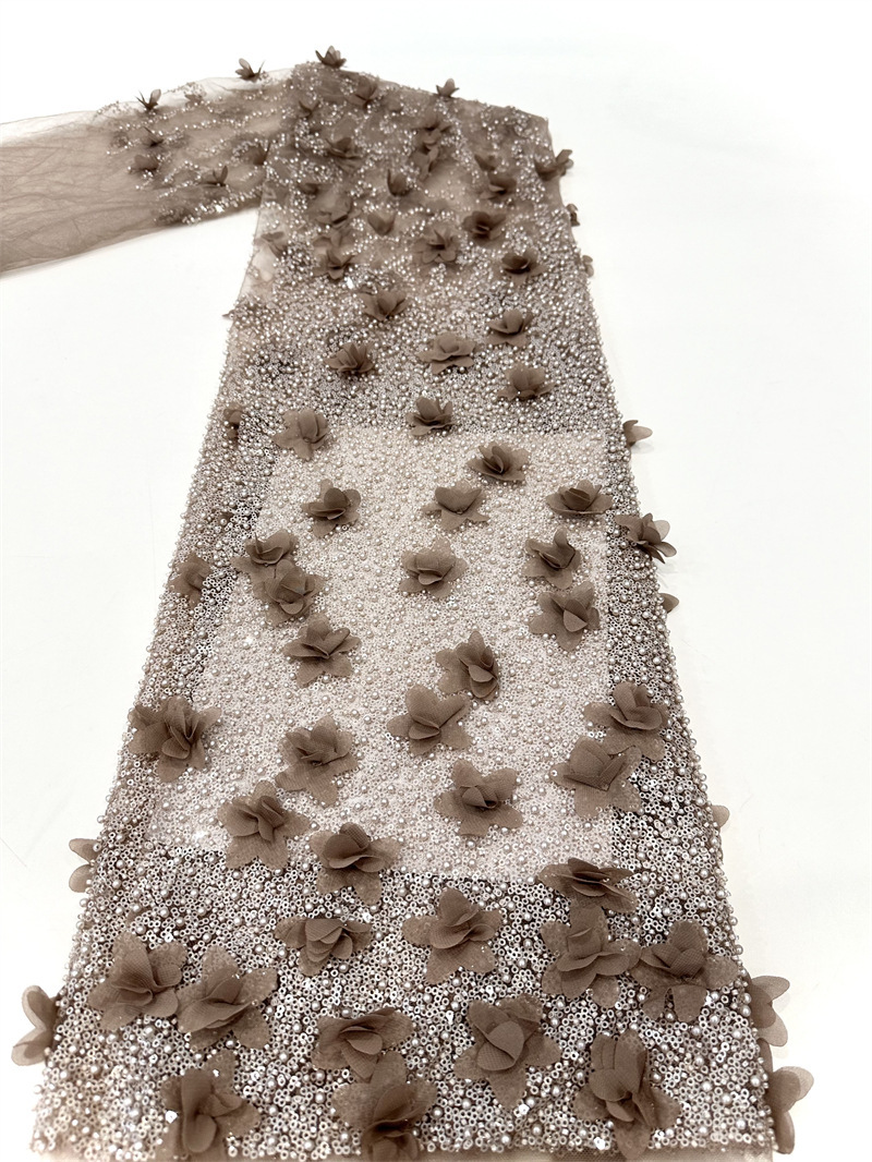 Decalones hechas a mano industria pesada computadora bordada sequinilla bordado tubo de perlas vestido de boda vestido de moda tela de vestido image 13