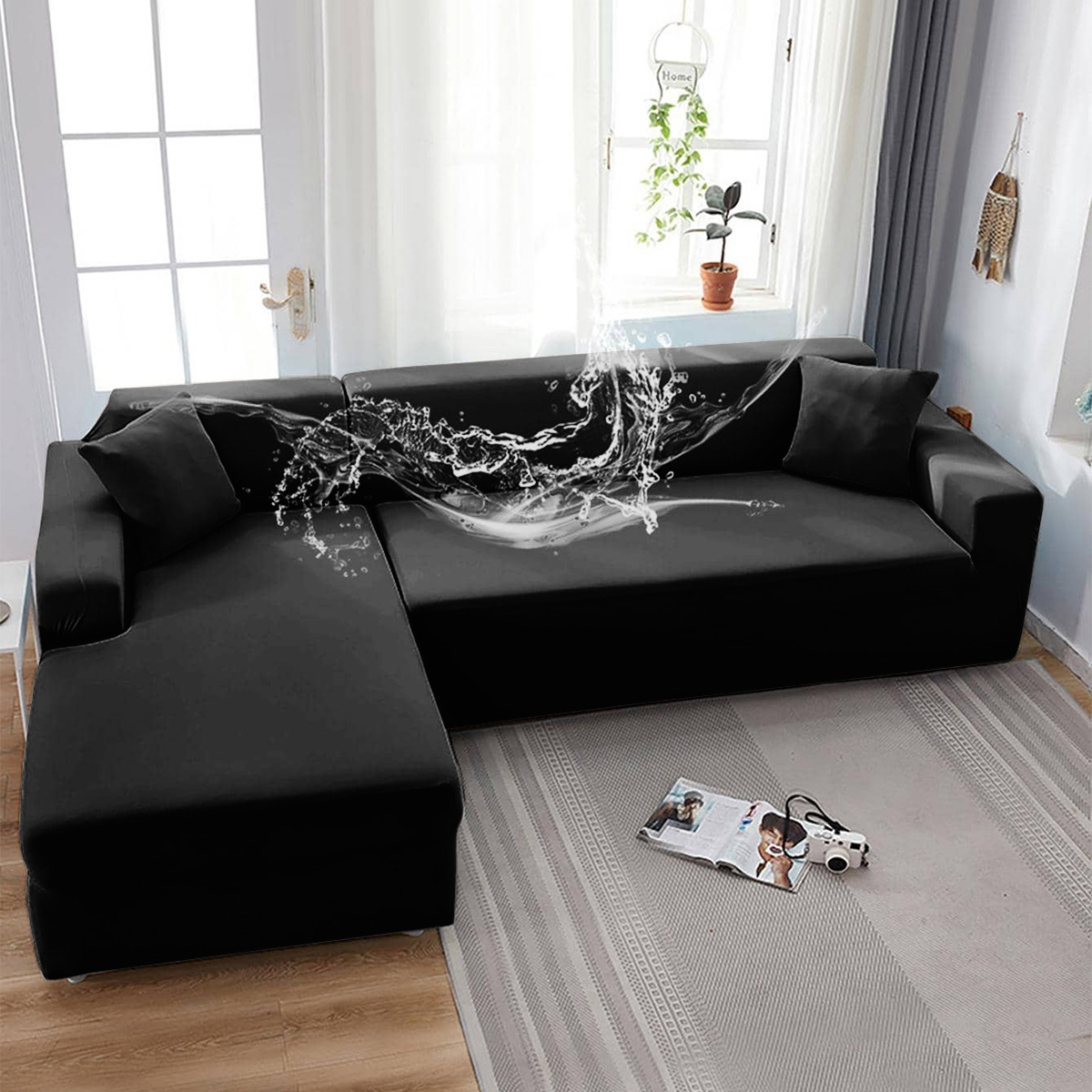 SHEIN en stock sofá cubierta de seda de leche resistente al agua sofá cubierta de sofá de color sólido universal cubierta de sofá