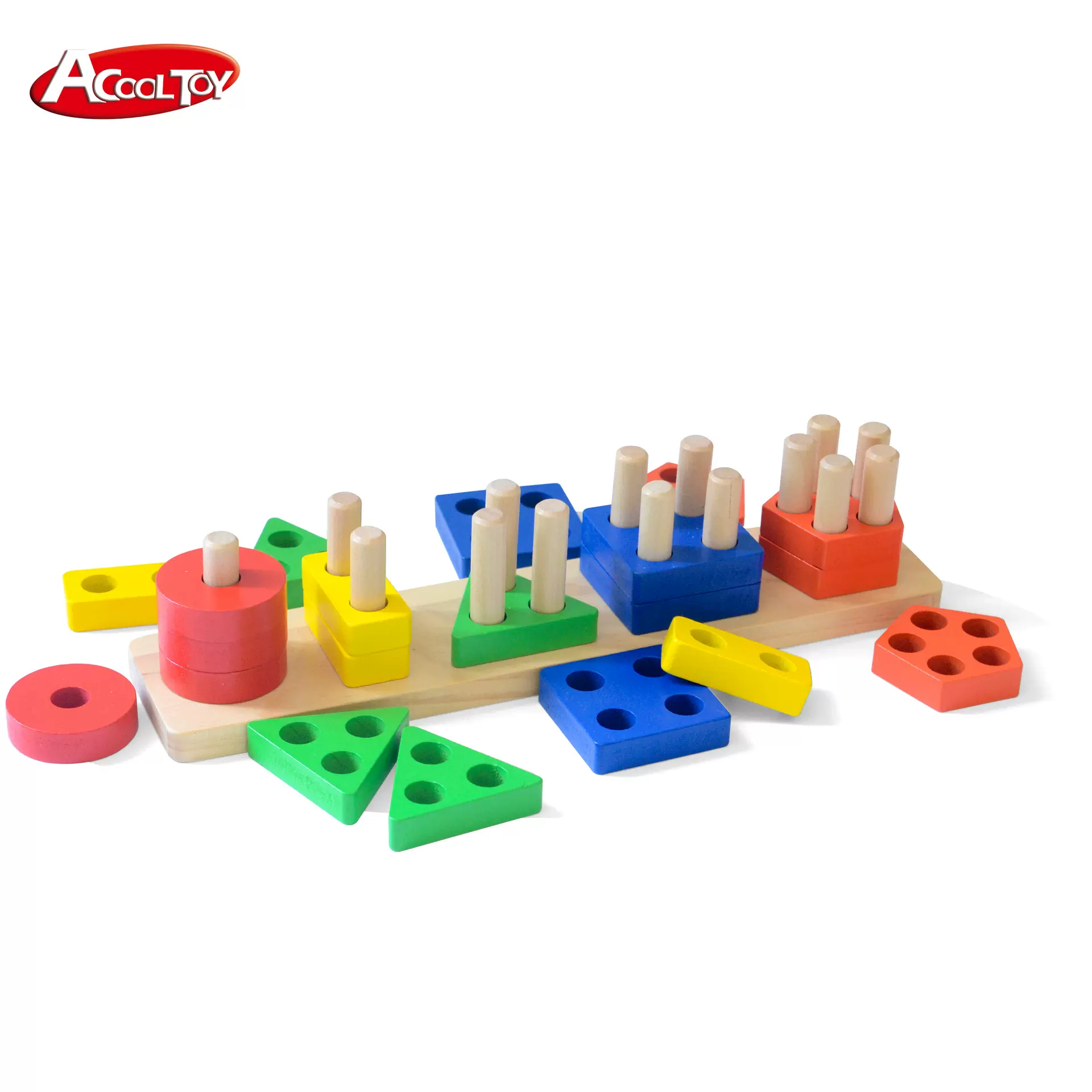 新云厂家直销蒙特梭利蒙氏几何形状配对积木认知玩具套柱早教益智