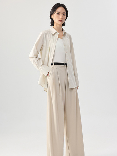 Spring and summer new style cool breathable white shirt B imported fabric Classic solid color easy-to-care colorful shirt for women