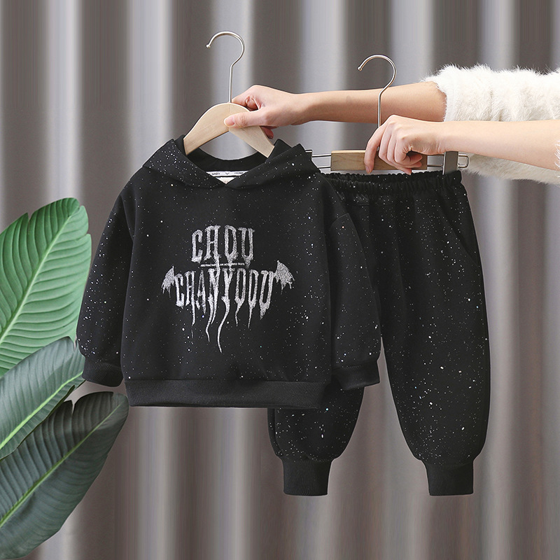 7092 traje de suéter para niños primavera y otoño 2025 nuevo estilo niño ropa con capucha coreana primavera casual traje de dos piezas