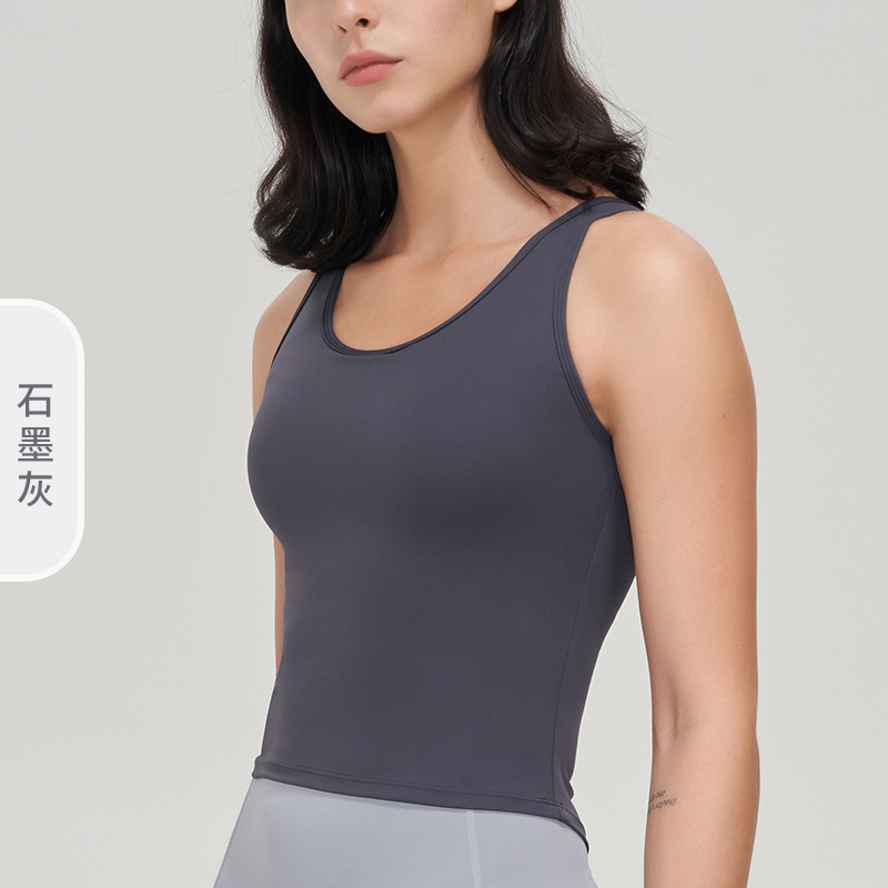 2022 otoño e invierno nuevo lycra yoga chaleco a prueba de golpes soporte superior con almohadilla en el pecho belleza espalda súper elástico deportes apretado ropa de yoga