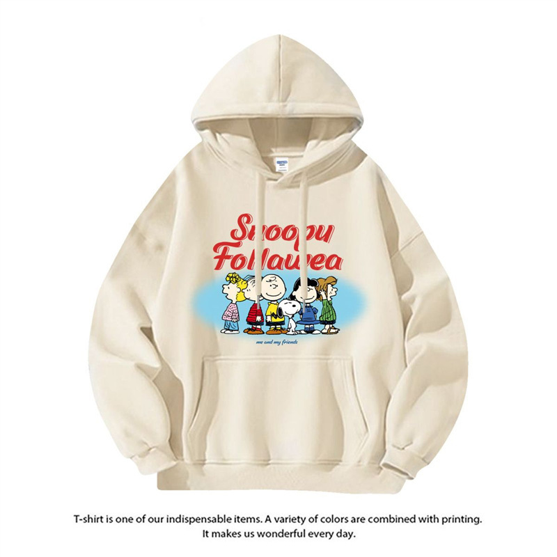 Silver Fox Velvet European and American High Street Cartoon Snoopy Hooded Sweatshirt Couple Style Trendyy Loose Autumn and Winter ins Top for Men Silver Fox Velvet European and American High Street Cartoon Snoopy Hooded Sweatshirt Couple Style Trendyy Loose Autumn and Winter ins Top for Men
