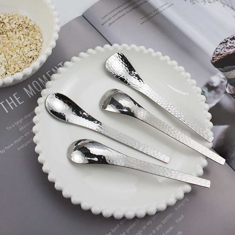 크리 에이 티브 일본식 304 스테인레스 스틸 해머 무드 패턴 커피 스푼 과일 디저트 스푼 케이크 오후 티스푼 아이스크림 스푼
