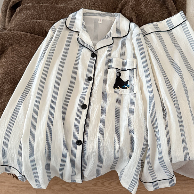 Men's Pajamas Spring, Autumn and Winter High-End Cloud Cotton Cardigan Long-Sleeved Pants Cartoon Outer Wear Home Clothes Set