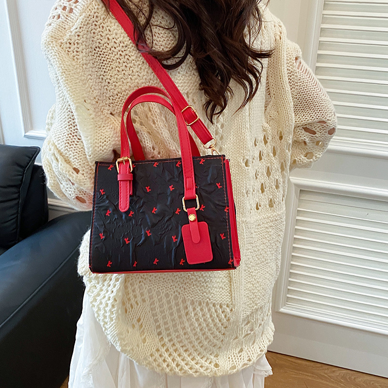 クロスボーダー新スタイルリボンプリントトートバッグ大容量ファッショナブルな質感シングルショルダー脇の下バッグ学生通勤バッグ女性|undefined