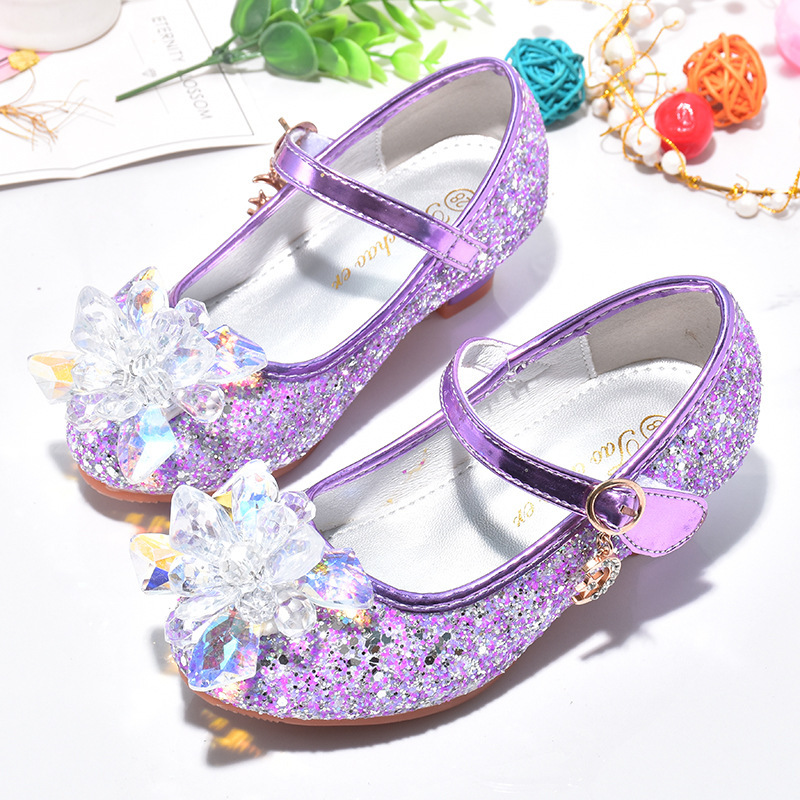 Girls' Crystal shoes high heel princess shoes Internet celebrity catwalk children's shoes matching children's dress performance leather shoes children's shoes