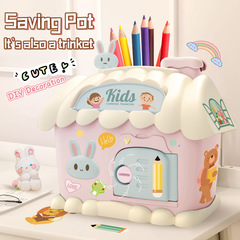 跨境新款萌兔萌熊青蛙宇航員兒童玩具創意存錢罐擺件DIY手作禮物