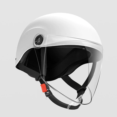 Motosiklet kaskı (dəbilqə) — battery car safety helmet - autumn-helmet-frosted-white-long-mirror-transparent-mirror-one-size-fits-all