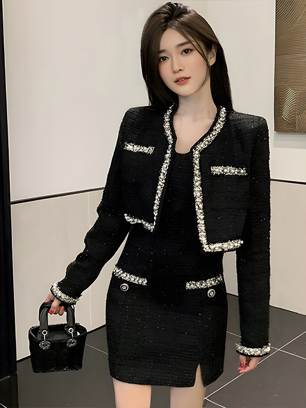 120-300 Plus Size Women's Outwear Dress Small Fragrance Two-Piece Set 2025 Autumn and Winter New Style Fat Sister Senior 120-300 Plus Size Women's Outwear Dress Small Fragrance Two-Piece Set 2025 Autumn and Winter New Style Fat Sister Senior