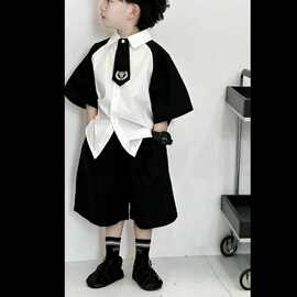 男童夏季套装儿童夏装白衬衫2025新款小童帅气男宝宝短袖男孩夏款