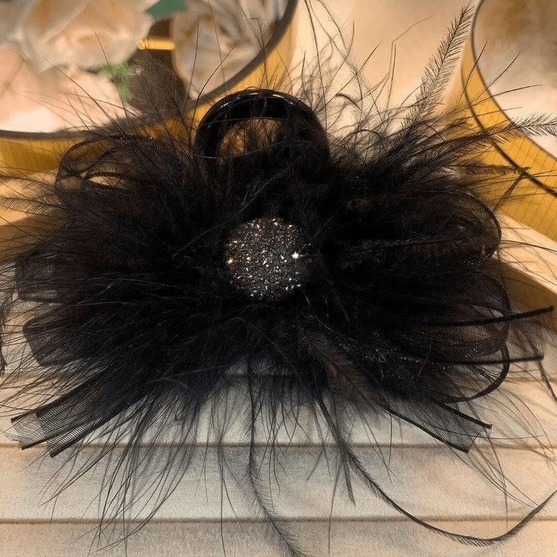 High-class feather grip clip women's new elegant hair clip on the back of the head shark clip hair hair clip