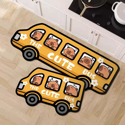 Kitchen Diatom Mud Mat 2024 New Absorbent Non-slip Oil-proof Special Cartoon Long Foot Mat Wash-free Soft Mat (Avtomobil döşəmə paspasları) - huahua-kapiba-car-diatom-mud-special-shape-4060cm