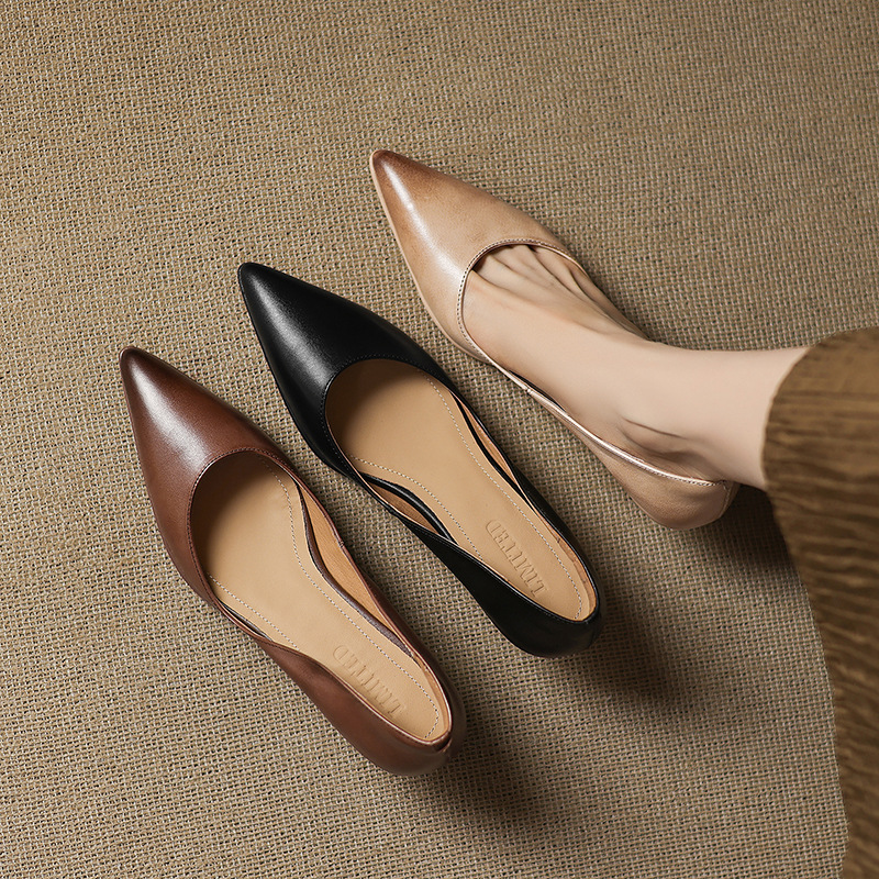 Washed First-Layer Cowhide 5cm Sports Sole Shoes 2025 Spring and Autum Genuine Leather Women's Shoes All Year Round Work Shoes Mid-Heel