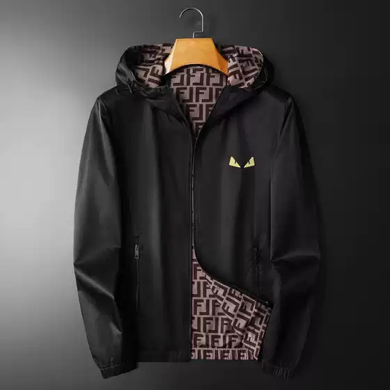 2025 Spring Men's Reversible Jacket Fashionable Hooded Large Size Men's European Station Running Trendy Workwear