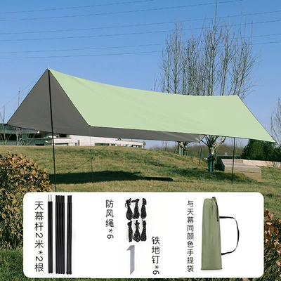 Avtomobil yan çətirləri — Awning, Heavy Rain Waterproof - silver-painted-mountain-green-3-3m-wind-rope-floor-nails-storage-bag