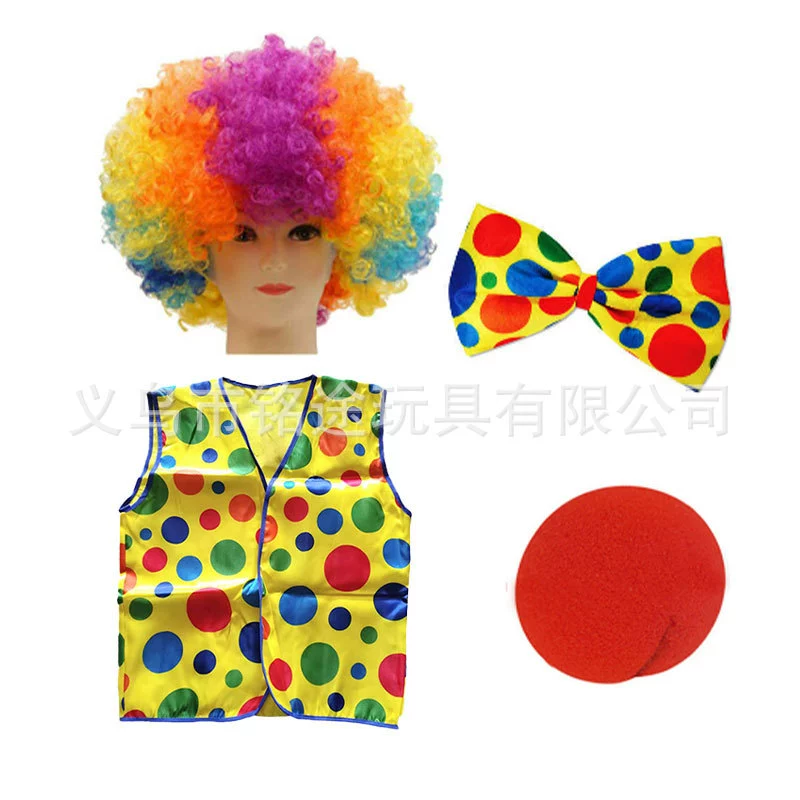 Set, rainbow suit, curly wig, dress up