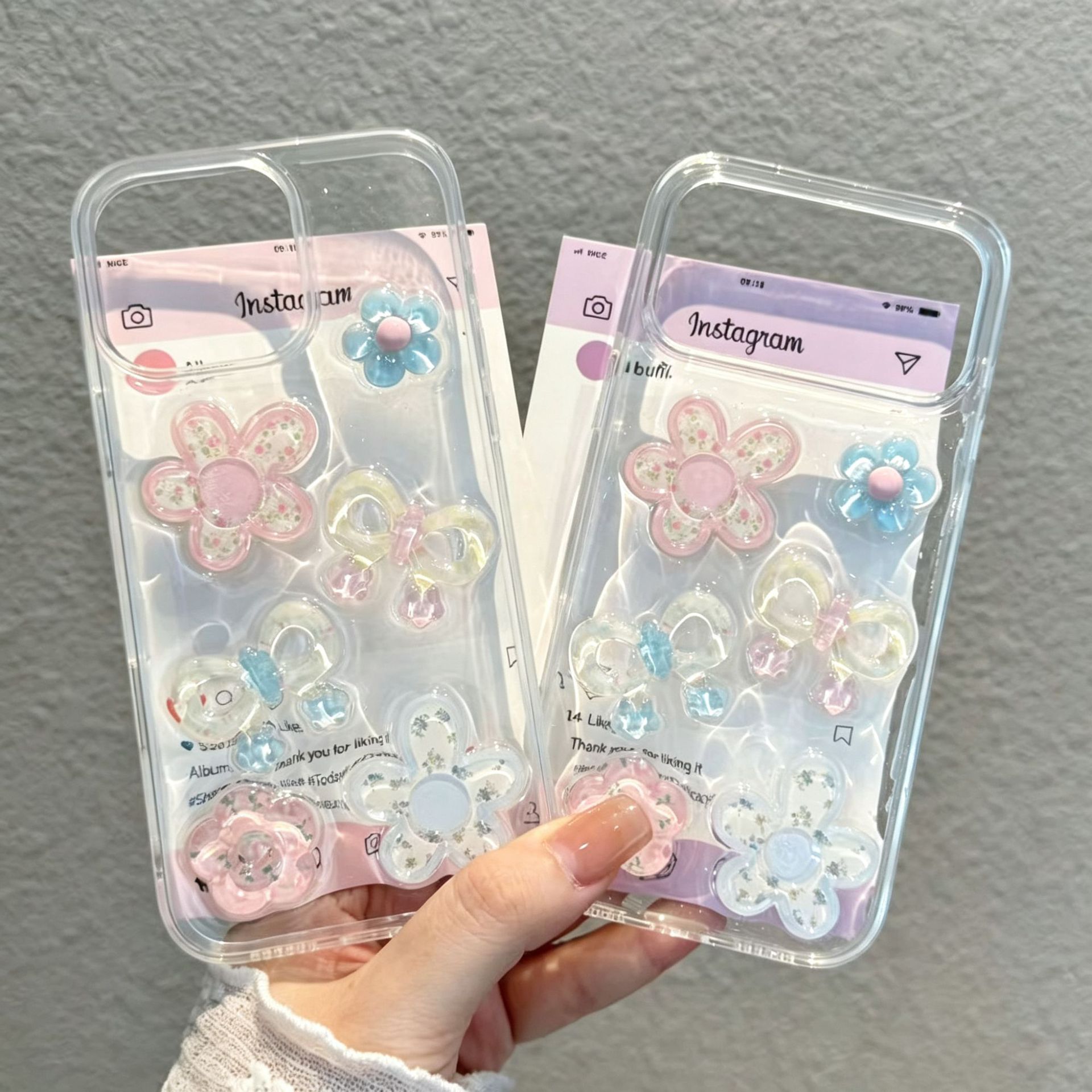 适用苹果18promax手机壳iphone17pro滴胶花朵蝴蝶结16新款15全包X