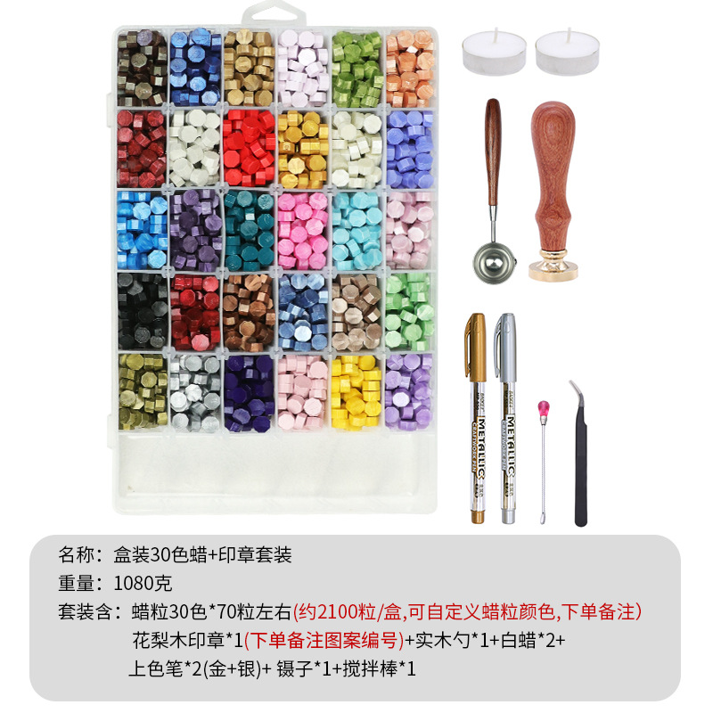 Fuego pintura cera grano traje de color mezclado 24 caja de cuadros de color ocho lados fuego pintura sellado cera fuego pintura sello cera grano fábrica al por mayor