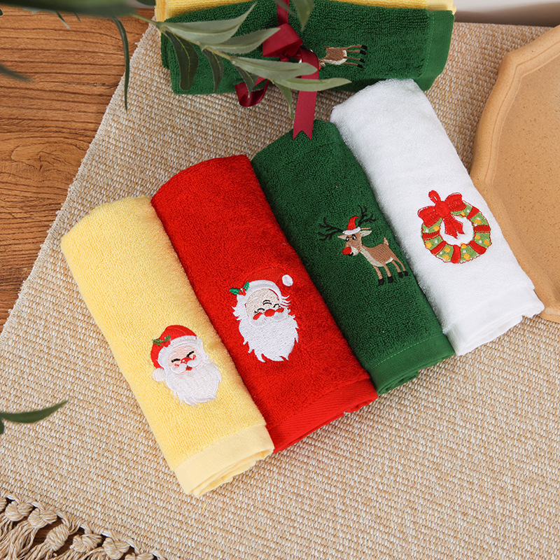 Cotton Christmas towel Santa Claus creative gift set children's face towel wholesale can be ordered woven