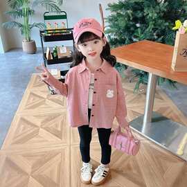 女童春秋款格子衬衫新款早秋儿童上衣女宝宝秋装纯棉洋气外套