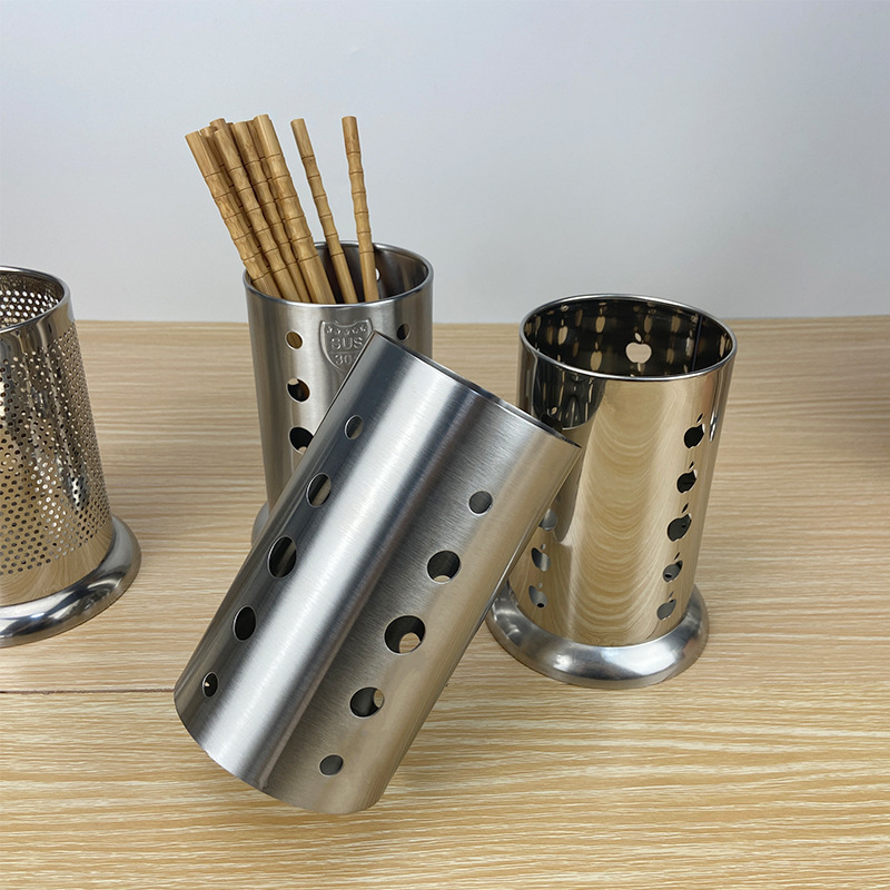 Amazon Stainless Steel Chopstick Holder Kitchen Chopstick Draining Rack Storage Tube Cutlery Basket Perforated Chopstick Container