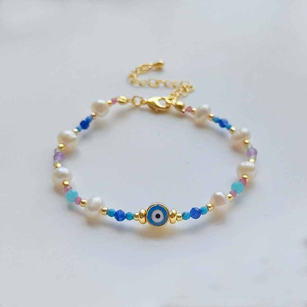 Brand ethnic woven organic turquoise bracelet handmade pearl natural…