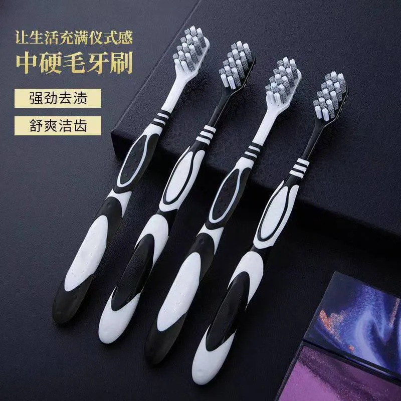 Cepillo de dientes blanco y negro de cabello duro para adultos de alta calidad espiral limpieza doméstica profunda para hombres manchas de humo