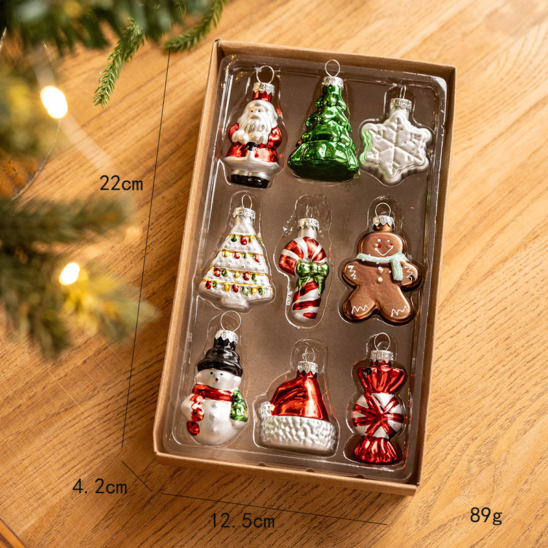 新しいクリスマス装飾品ガラス異形ボールペンダント小さなクリスマスツリークリエイティブ雪だるま老人装飾ペンダント|undefined