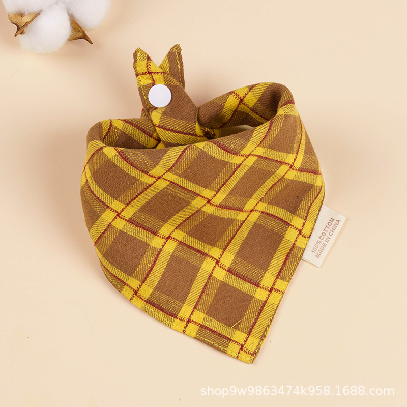 Bebé de algodón bebé babero triángulo BiB Snap de doble capa babero recién nacido niños bufanda a cuadros cuatro estaciones