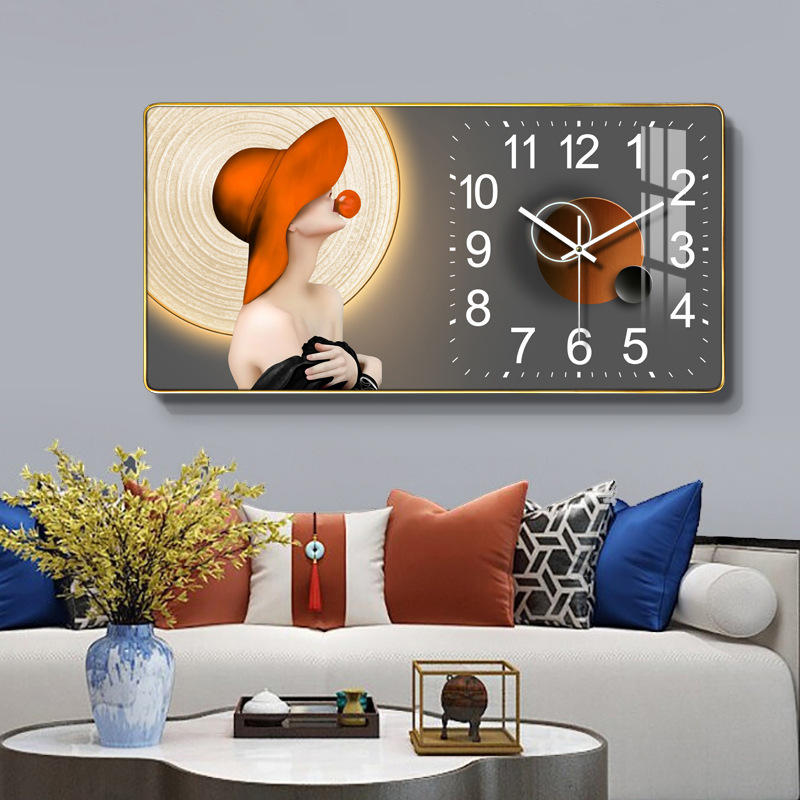 Nuevo reloj de pared horizontal rectangular reloj de sala de estar moda doméstica en línea calendario silencioso LED calendario perpetuo reloj de pared