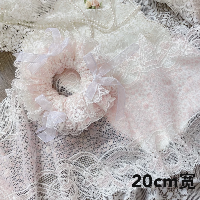 Japanese-Style Bow Double-Sided Eyelash Mermaid Fantasy Micro-Elastic Lace Scrunchie Baby Clothing Accessories