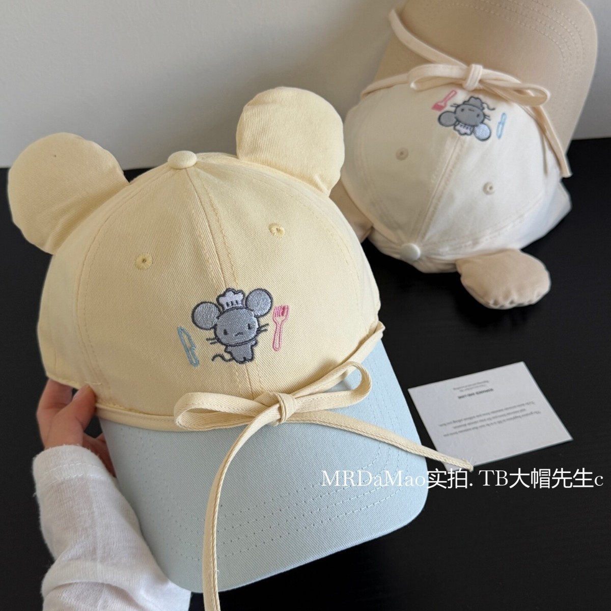 Cute Bow-Knot Mouse Cartoon Baseball Cap for Women, New Spring and Summer Style, Creative and Versatile, Face-Slimming Duckbill Cap